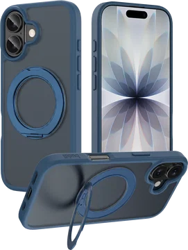 Buddi Frost Apple iPhone 17 Hoesje MagSafe Ring Stand Matte Donker Blauw