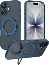 Buddi Frost Apple iPhone 17 Hoesje MagSafe Ring Stand Matte Donker Blauw afbeelding