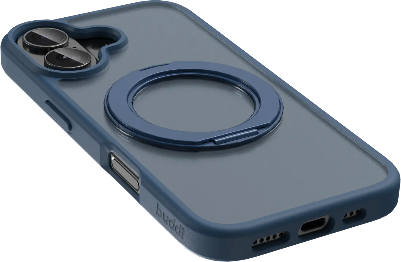 Buddi Frost Apple iPhone 17 Hoesje MagSafe Ring Stand Matte Donker Blauw afbeelding 10