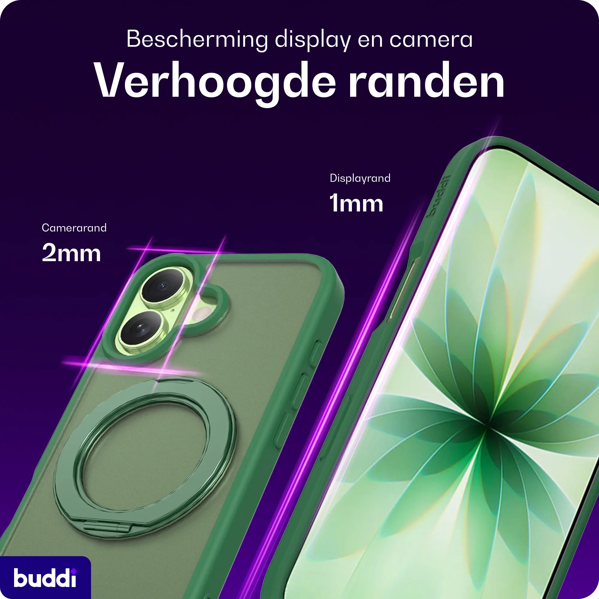 Buddi Frost Apple iPhone 17 Hoesje MagSafe Ring Stand Matte Groen afbeelding 6