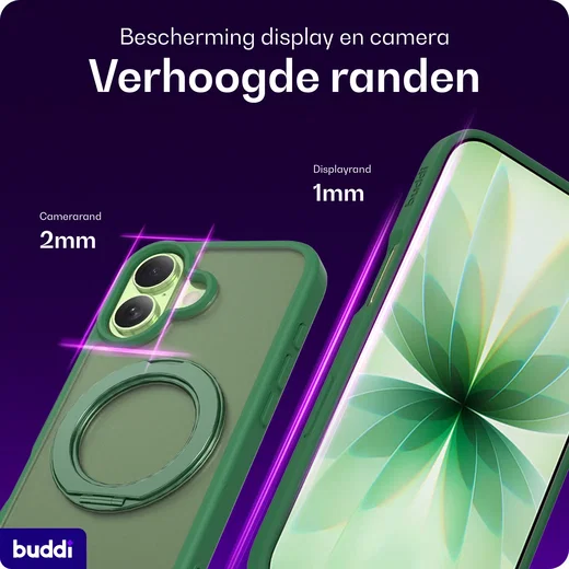 Buddi Frost Apple iPhone 17 Hoesje MagSafe Ring Stand Matte Groen afbeelding 6