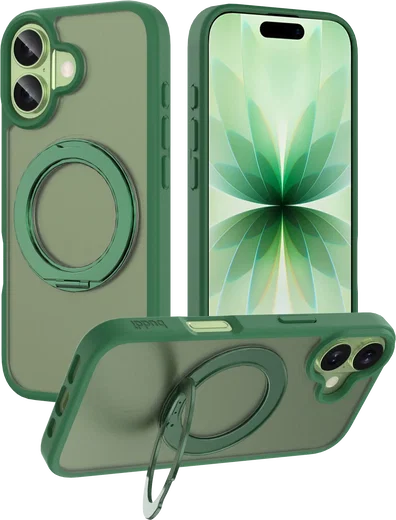 Buddi Frost Apple iPhone 17 Hoesje MagSafe Ring Stand Matte Groen afbeelding 1