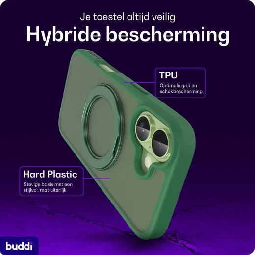 Buddi Frost Apple iPhone 17 Hoesje MagSafe Ring Stand Matte Groen afbeelding 3