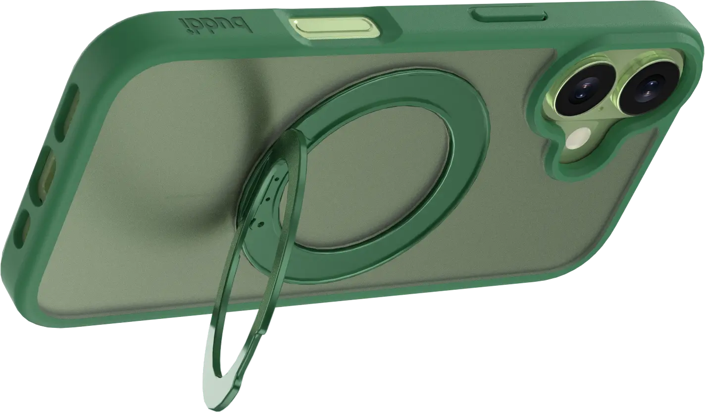 Buddi Frost Apple iPhone 17 Hoesje MagSafe Ring Stand Matte Groen afbeelding 7