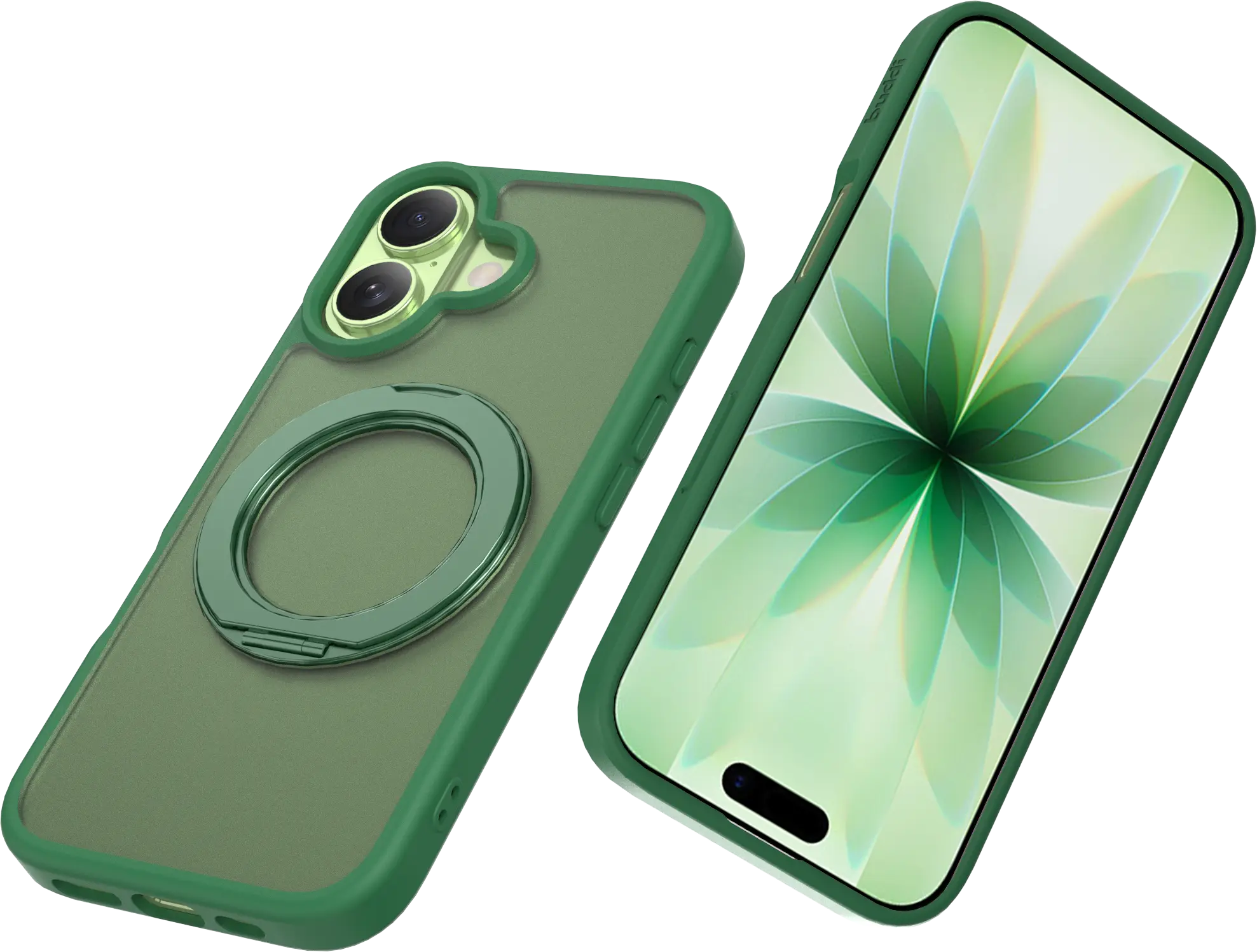 Buddi Frost Apple iPhone 17 Hoesje MagSafe Ring Stand Matte Groen afbeelding 12