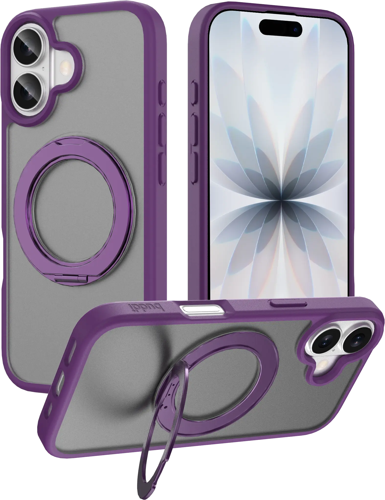Buddi Frost Apple iPhone 17 Hoesje MagSafe Ring Stand Matte Paars afbeelding 1