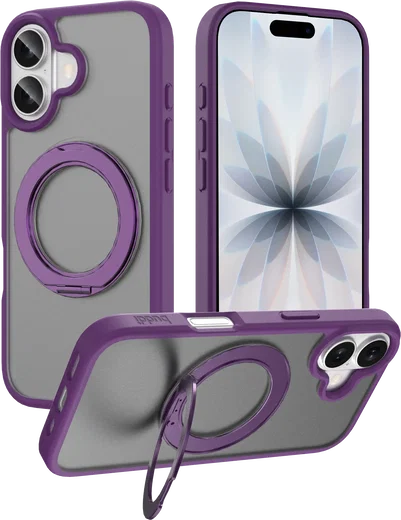 Buddi Frost Apple iPhone 17 Hoesje MagSafe Ring Stand Matte Paars afbeelding 1