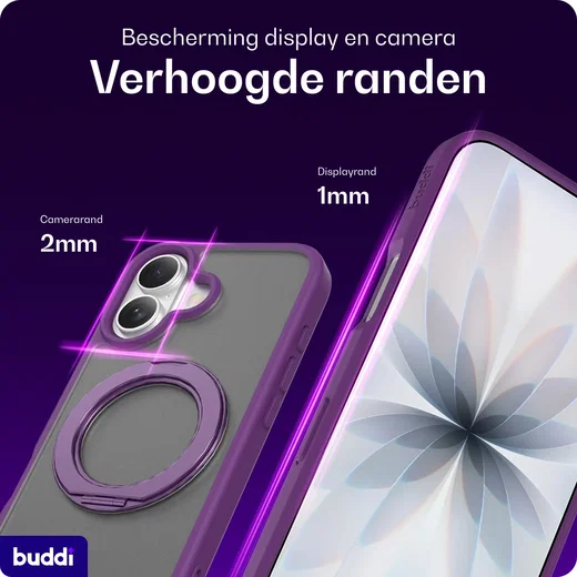 Buddi Frost Apple iPhone 17 Hoesje MagSafe Ring Stand Matte Paars afbeelding 6