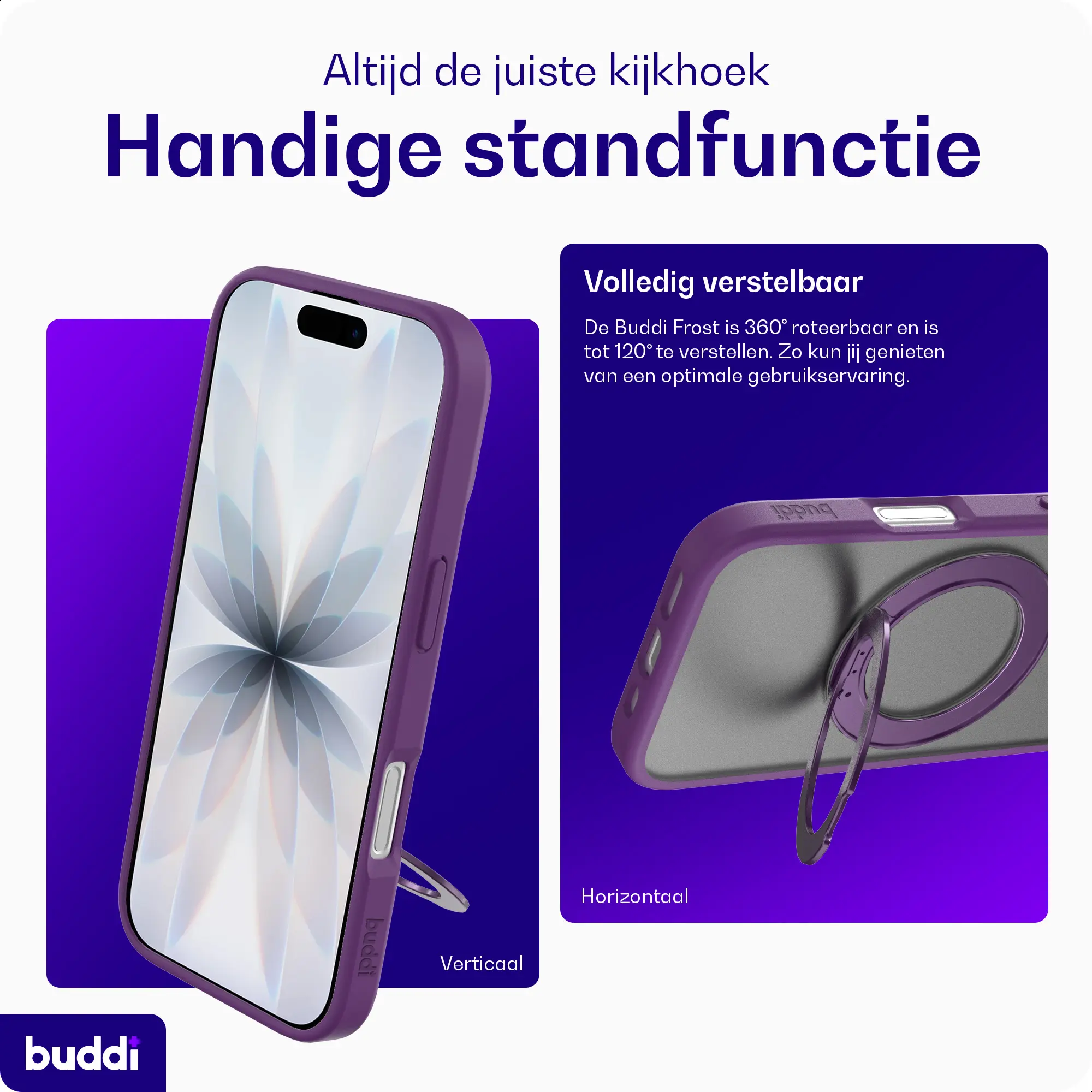 Buddi Frost Apple iPhone 17 Hoesje MagSafe Ring Stand Matte Paars afbeelding 2