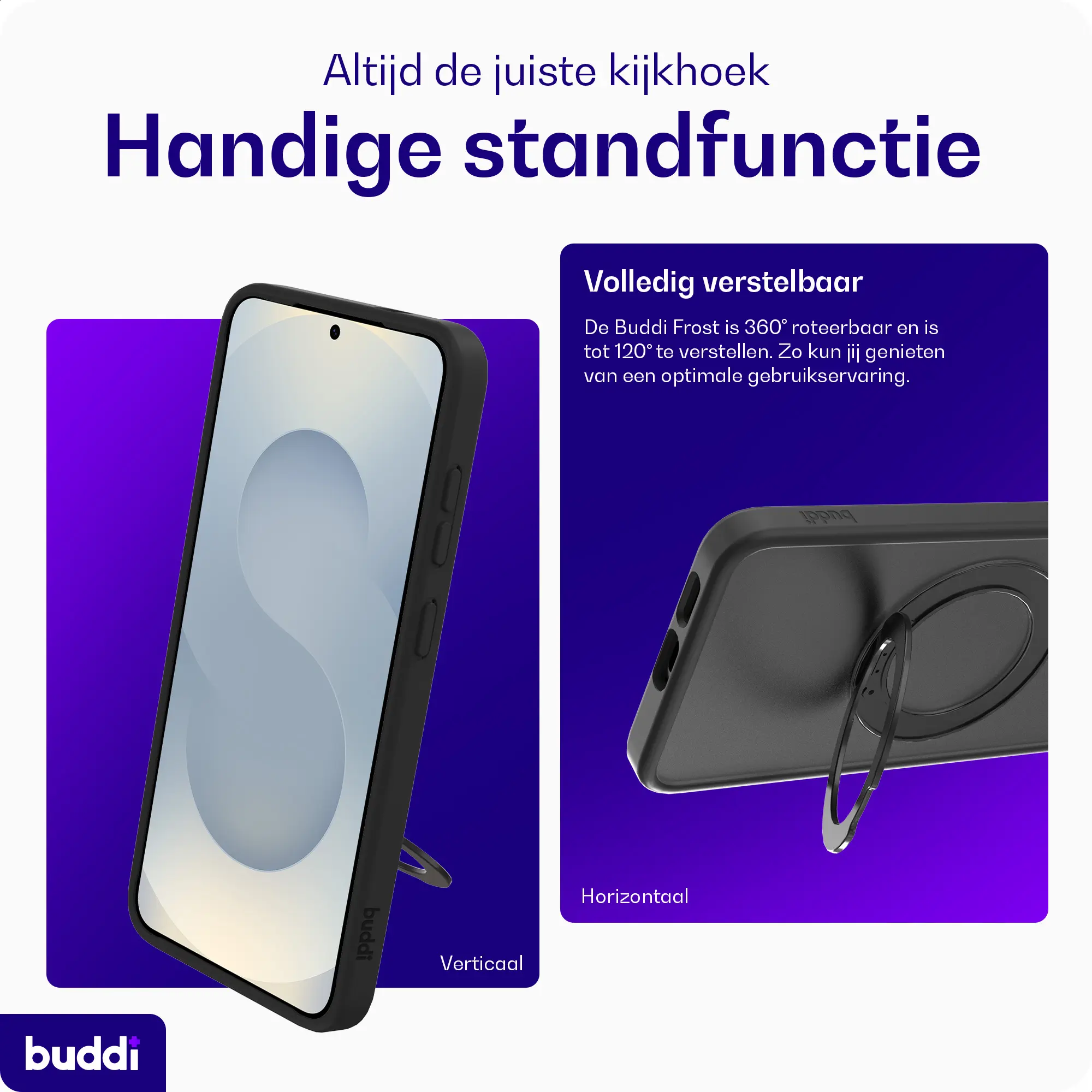Buddi Frost Samsung S25 / S24 Hoesje MagSafe Ring Stand Matte Zwart afbeelding 2