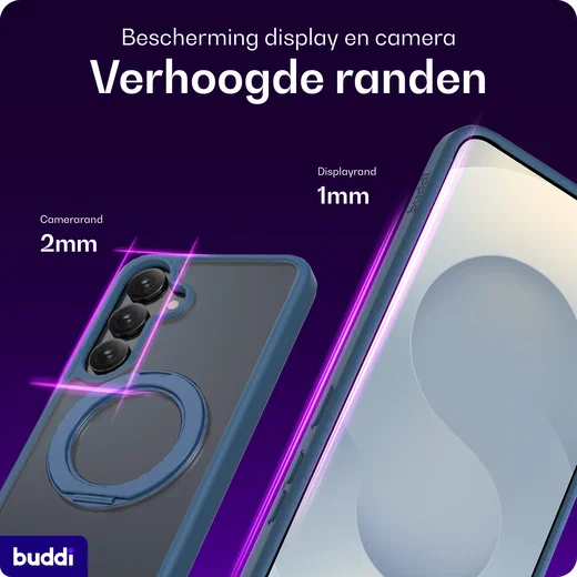 Buddi Frost Samsung S25 / S24 Hoesje MagSafe Ring Stand Matte Donker Blauw afbeelding 4