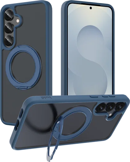 Buddi Frost Samsung S25 / S24 Hoesje MagSafe Ring Stand Matte Donker Blauw afbeelding 1