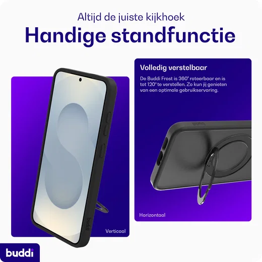 Buddi Frost Samsung S25 Plus / S24 Plus Hoesje MagSafe Stand Matte Zwart afbeelding 2