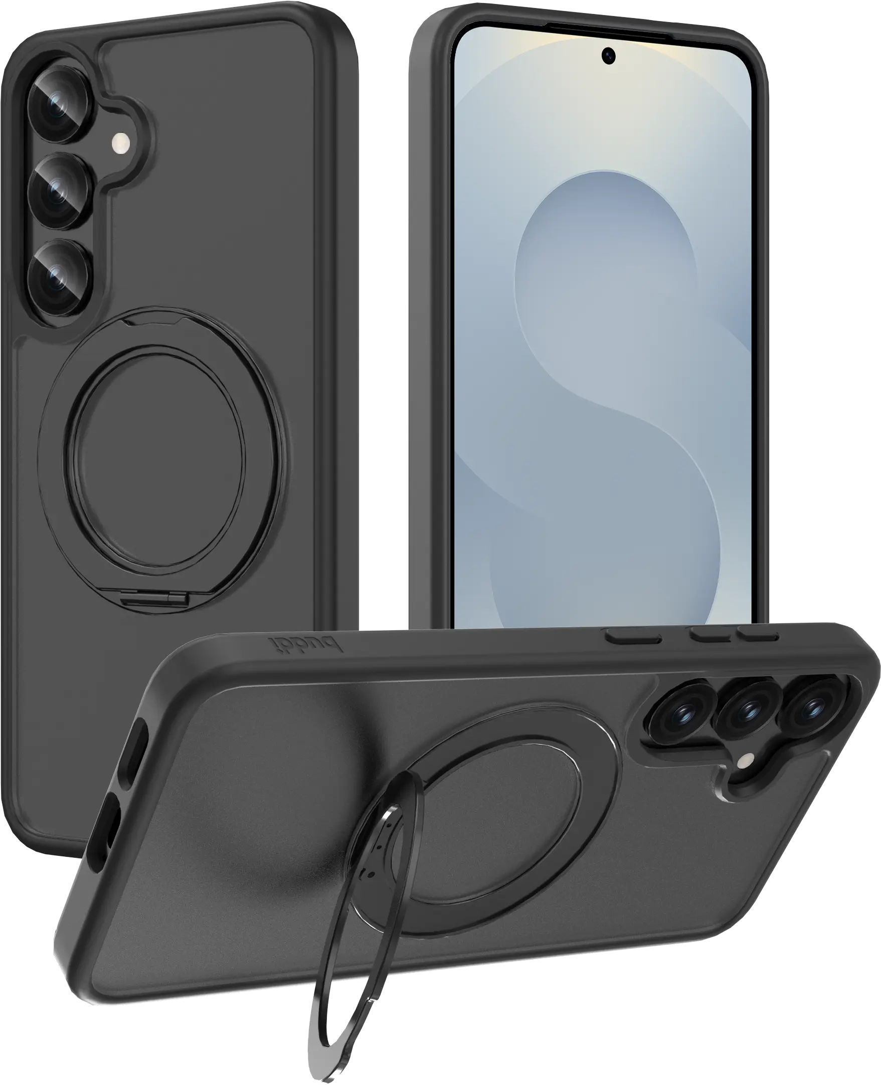 Buddi Frost Samsung S25 Plus / S24 Plus Hoesje MagSafe Stand Matte Zwart afbeelding 1