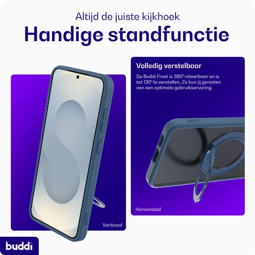 Buddi Frost Samsung S25 Plus / S24 Plus Hoesje MagSafe Stand Matte Donker Blauw afbeelding 2