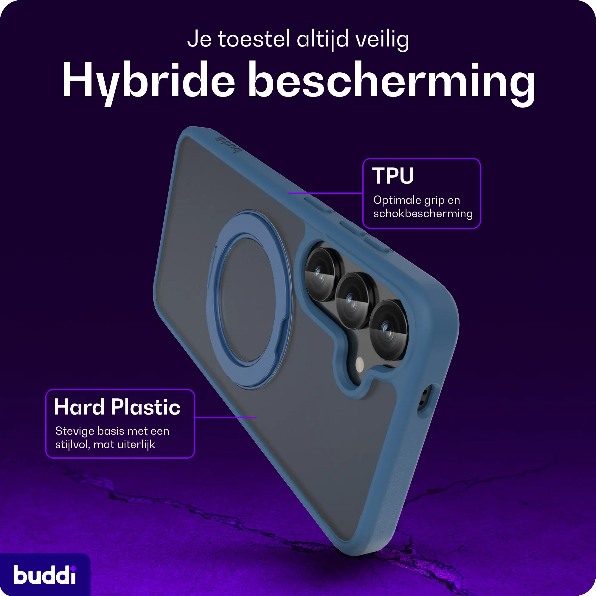 Buddi Frost Samsung S25 Plus / S24 Plus Hoesje MagSafe Stand Matte Donker Blauw afbeelding 3
