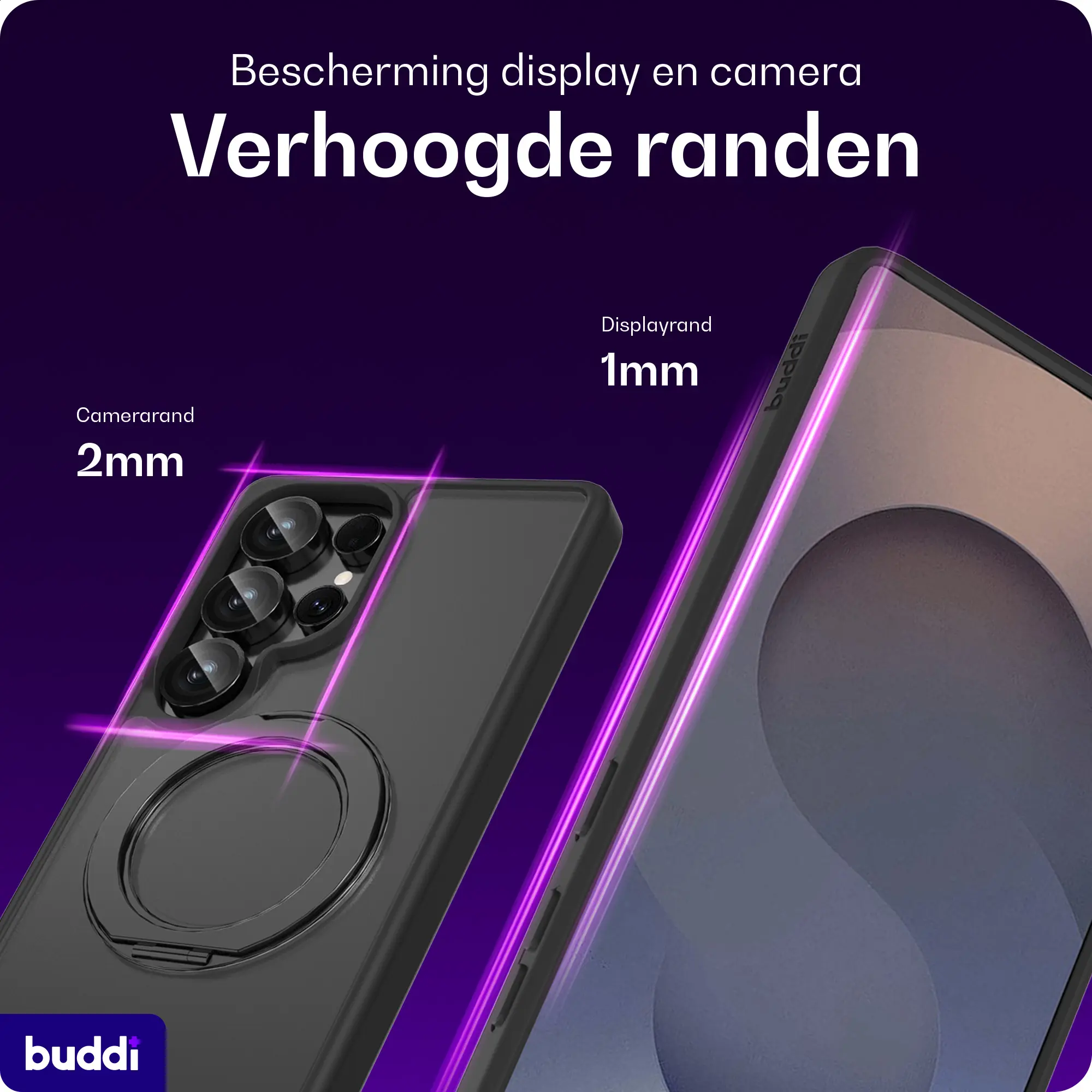 Buddi Frost Samsung S25 Ultra Hoesje MagSafe Ring Stand Matte Zwart afbeelding 4