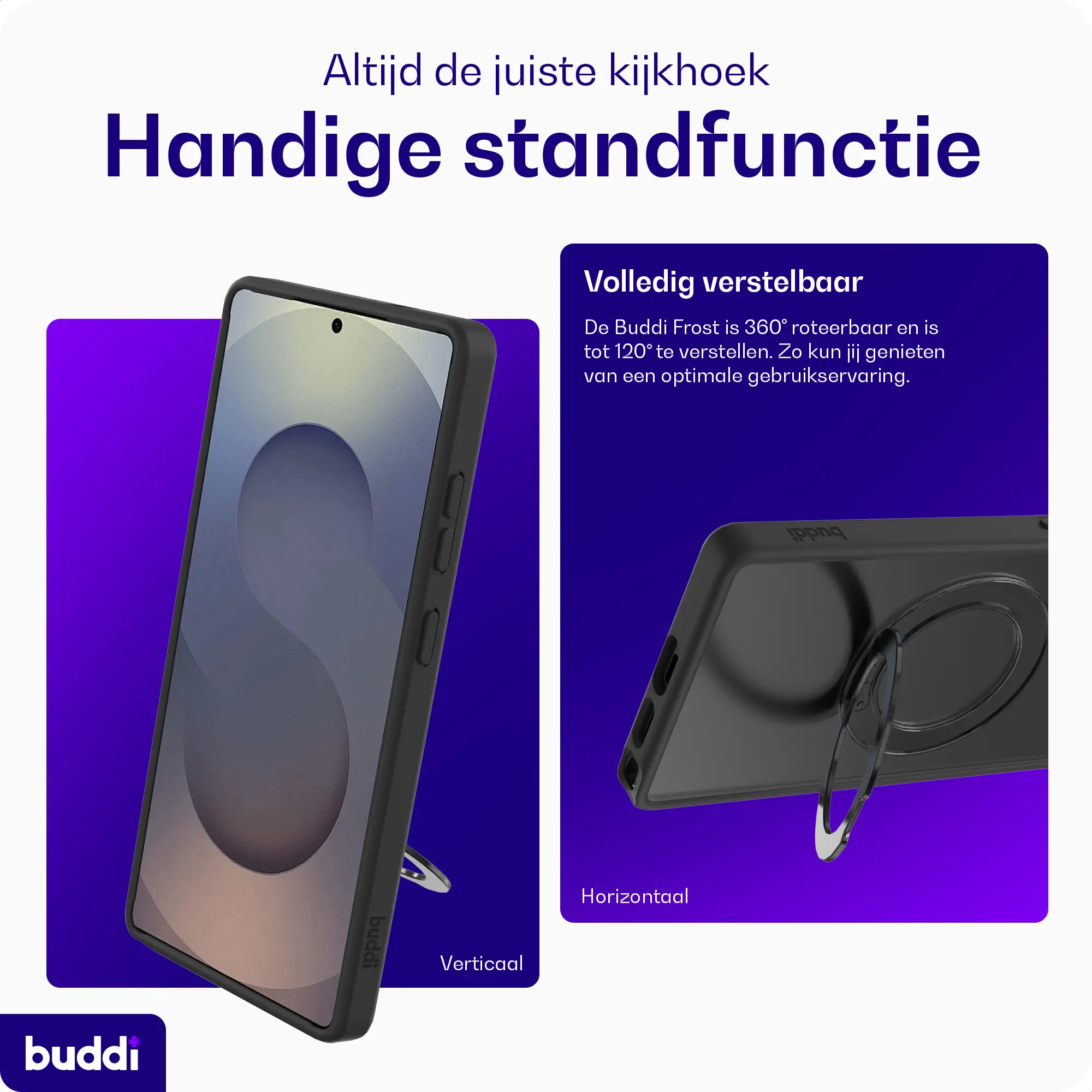 Buddi Frost Samsung S25 Ultra Hoesje MagSafe Ring Stand Matte Zwart afbeelding 2