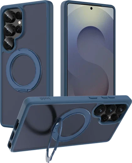 Buddi Frost Samsung S25 Ultra Hoesje MagSafe Ring Stand Matte Donker Blauw afbeelding 1
