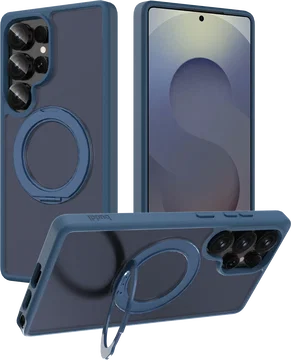 Buddi Frost Samsung S25 Ultra Hoesje MagSafe Ring Stand Matte Donker Blauw