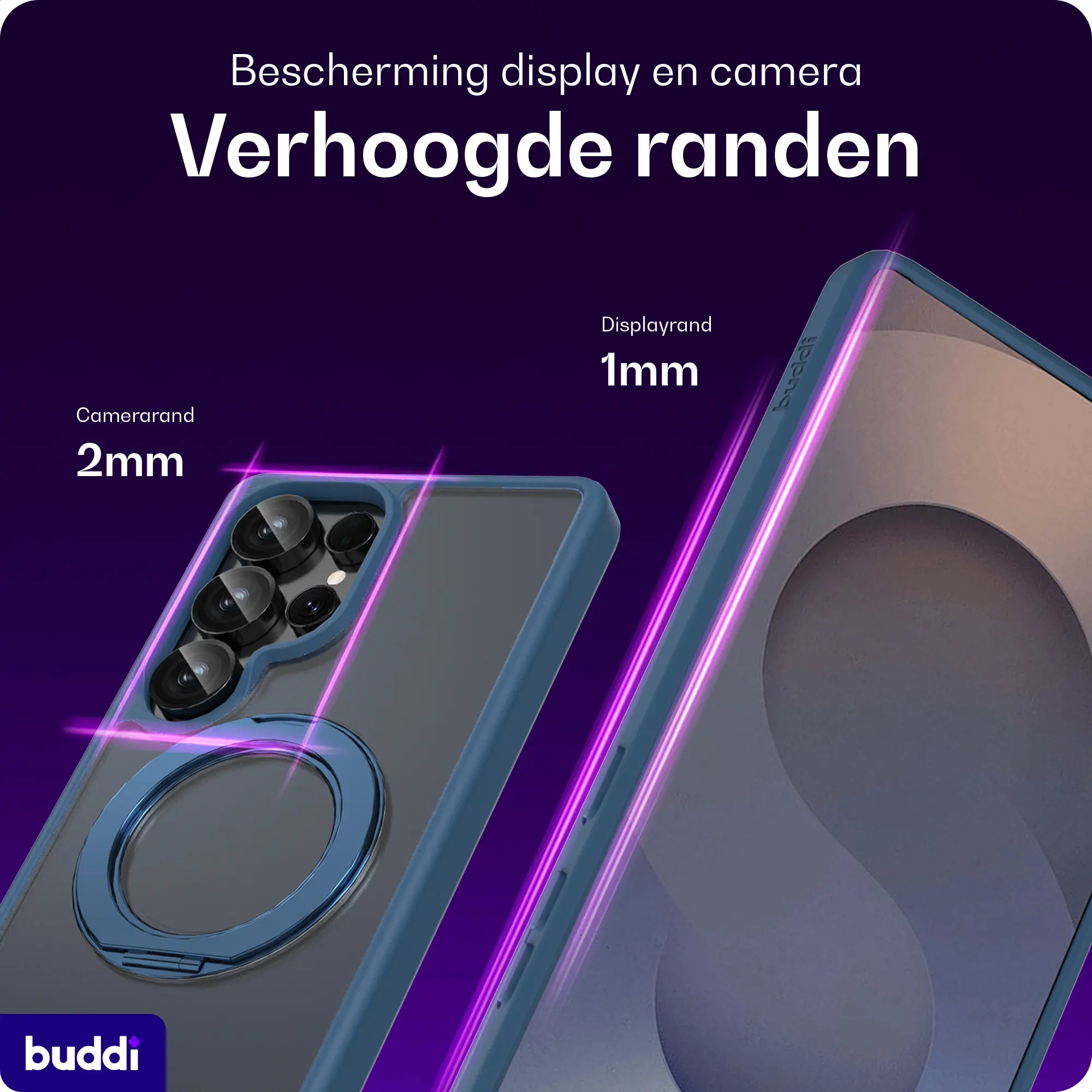 Buddi Frost Samsung S25 Ultra Hoesje MagSafe Ring Stand Matte Donker Blauw afbeelding 4