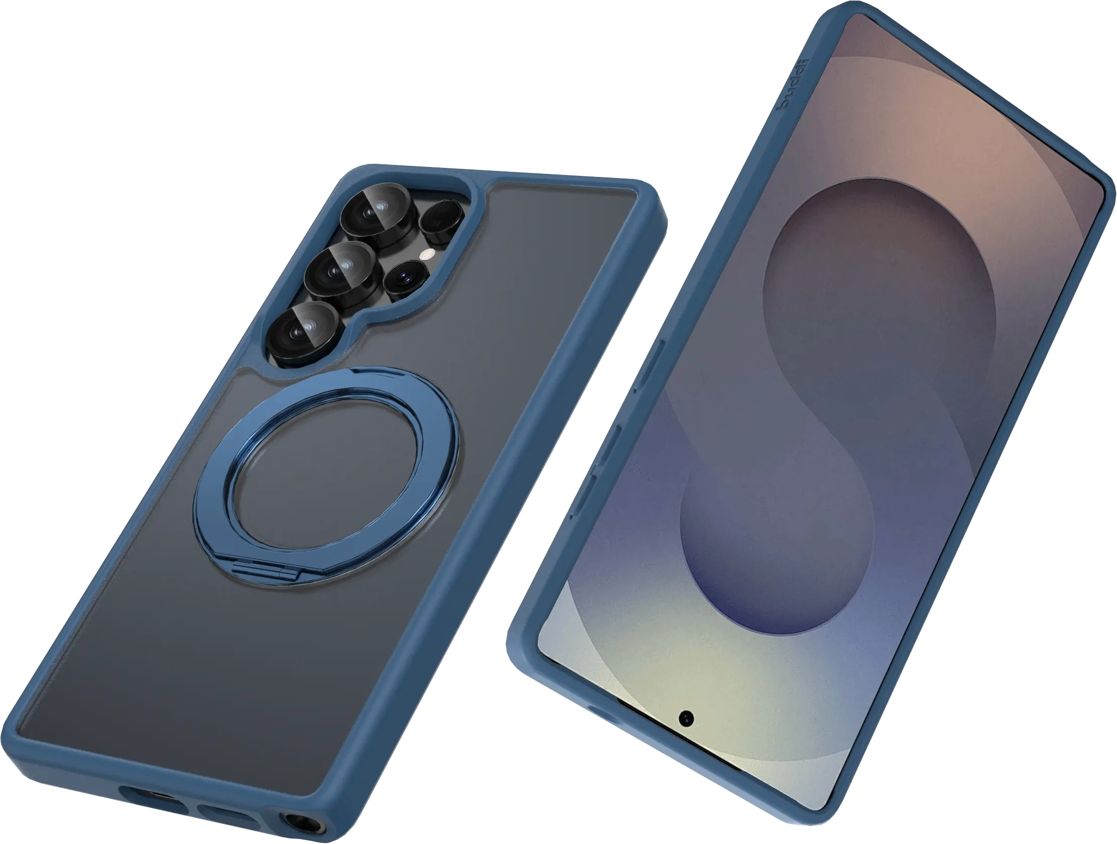 Buddi Frost Samsung S25 Ultra Hoesje MagSafe Ring Stand Matte Donker Blauw afbeelding 11