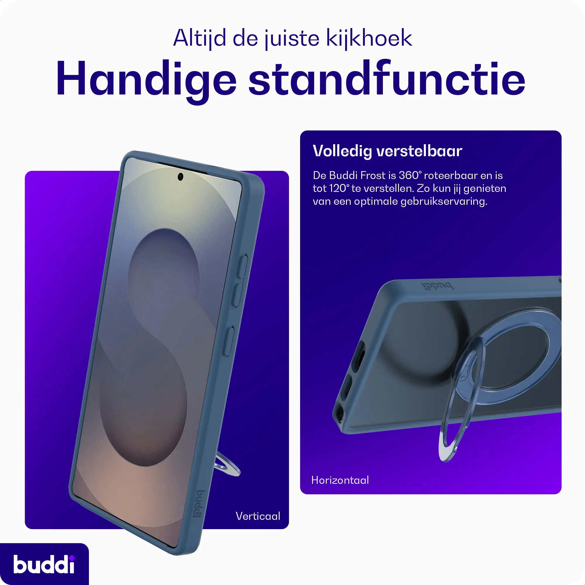 Buddi Frost Samsung S25 Ultra Hoesje MagSafe Ring Stand Matte Donker Blauw afbeelding 2