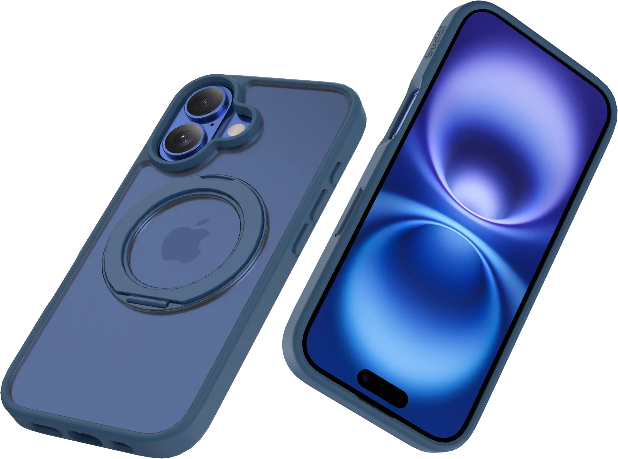 Buddi Frost Apple iPhone 16 Hoesje MagSafe Ring Stand Matte Donker Blauw afbeelding 12