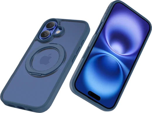 Buddi Frost Apple iPhone 16 Hoesje MagSafe Ring Stand Matte Donker Blauw afbeelding 12