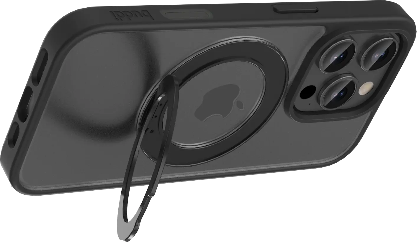 Buddi Frost Apple iPhone 16 Pro Max Hoesje MagSafe Ring Stand Matte Zwart afbeelding 10