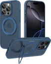 Buddi Frost Apple iPhone 16 Pro Max Hoesje MagSafe Ring Stand Matte Donker Blauw