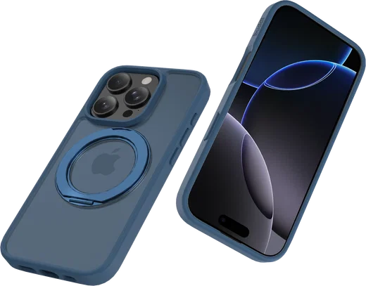 Buddi Frost Apple iPhone 16 Pro Max Hoesje MagSafe Ring Stand Matte Donker Blauw afbeelding 12
