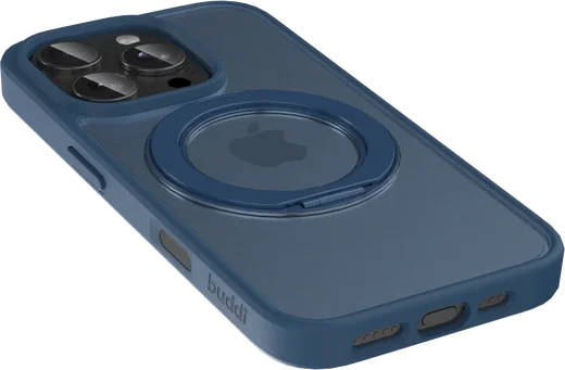 Buddi Frost Apple iPhone 16 Pro Max Hoesje MagSafe Ring Stand Matte Donker Blauw afbeelding 7