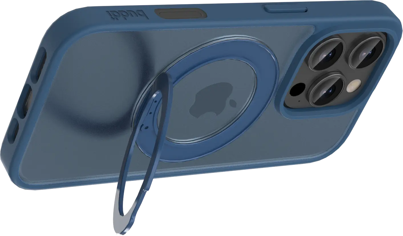 Buddi Frost Apple iPhone 16 Pro Max Hoesje MagSafe Ring Stand Matte Donker Blauw afbeelding 10