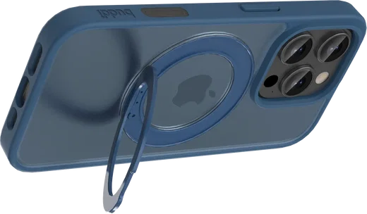 Buddi Frost Apple iPhone 16 Pro Max Hoesje MagSafe Ring Stand Matte Donker Blauw afbeelding 10