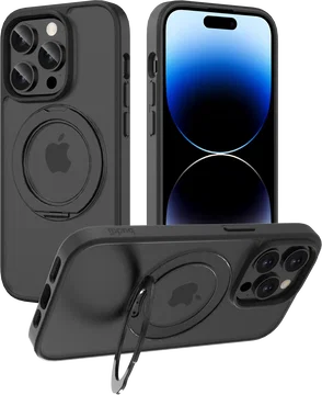 Buddi Frost Apple iPhone 14 Pro Hoesje MagSafe Ring Stand Matte Zwart