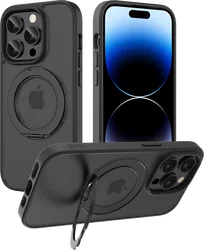 Buddi Frost Apple iPhone 14 Pro Hoesje MagSafe Ring Stand Matte Zwart afbeelding
