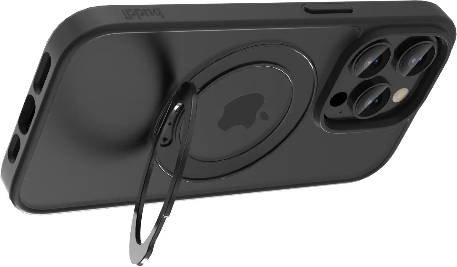 Buddi Frost Apple iPhone 14 Pro Max Hoesje MagSafe Ring Stand Matte Zwart afbeelding 7