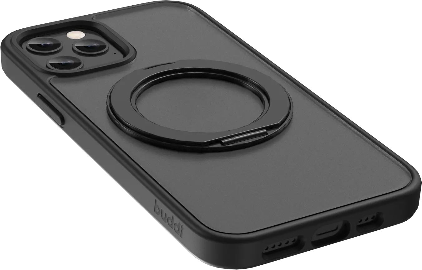 Buddi Frost Apple iPhone 12 / 12 Pro Hoesje MagSafe Ring Stand Matte Zwart afbeelding 10