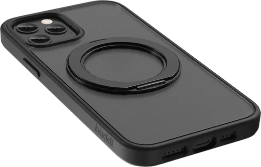 Buddi Frost Apple iPhone 12 / 12 Pro Hoesje MagSafe Ring Stand Matte Zwart afbeelding 10