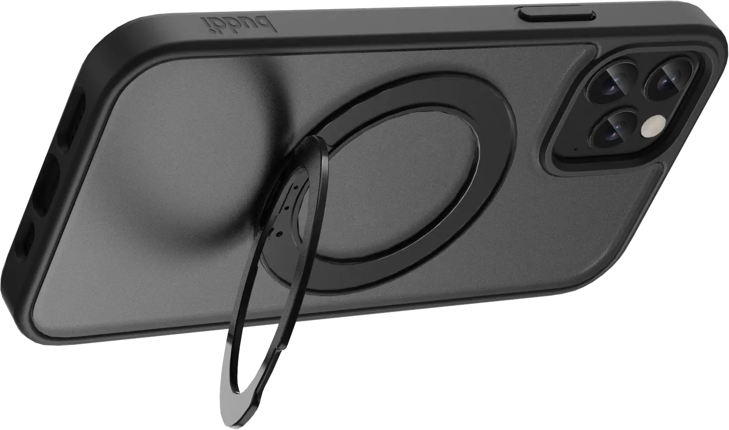 Buddi Frost Apple iPhone 12 / 12 Pro Hoesje MagSafe Ring Stand Matte Zwart afbeelding 7