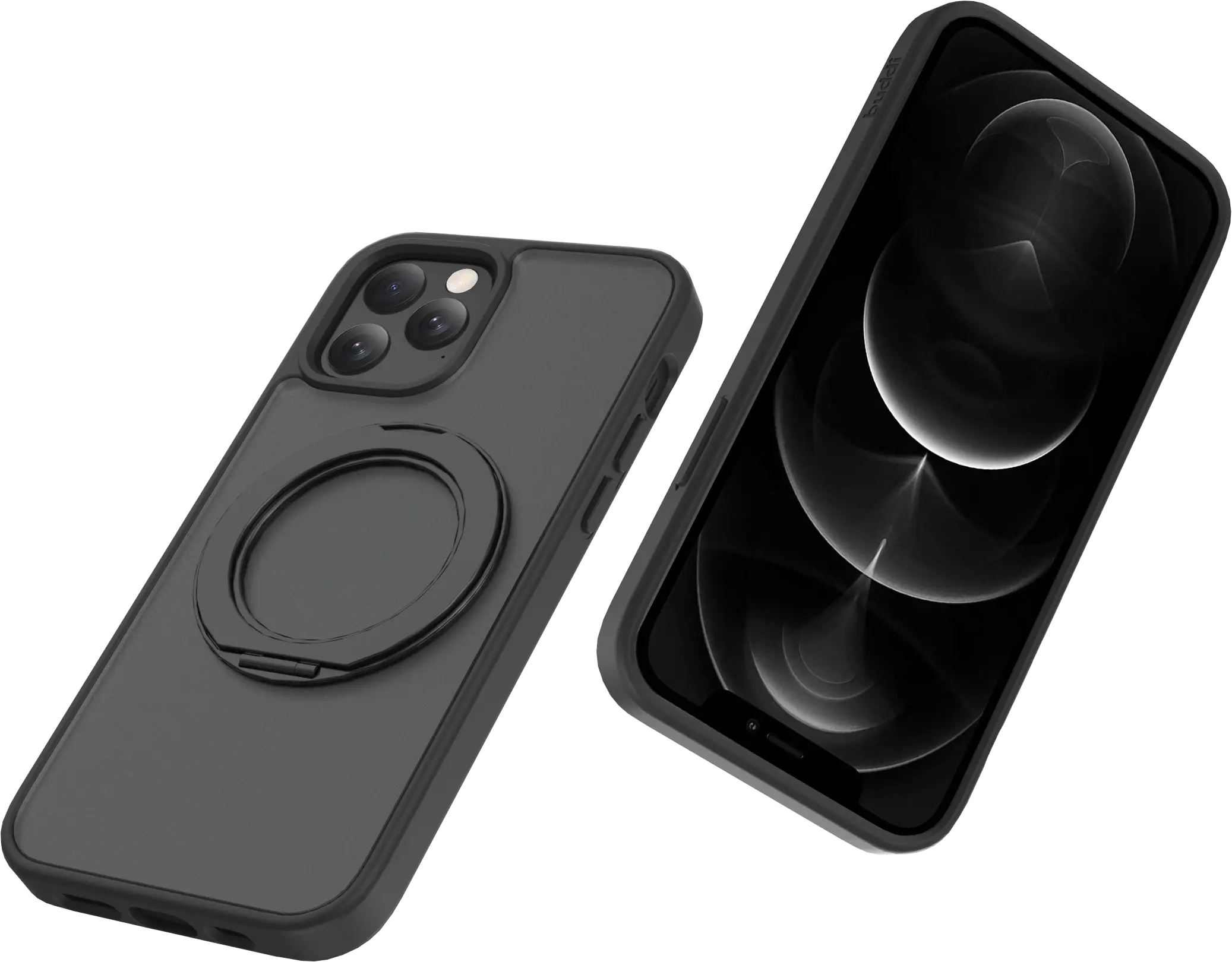 Buddi Frost Apple iPhone 12 / 12 Pro Hoesje MagSafe Ring Stand Matte Zwart afbeelding 6