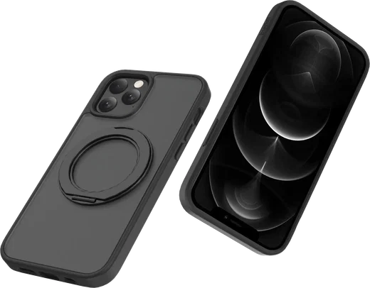 Buddi Frost Apple iPhone 12 / 12 Pro Hoesje MagSafe Ring Stand Matte Zwart afbeelding 6