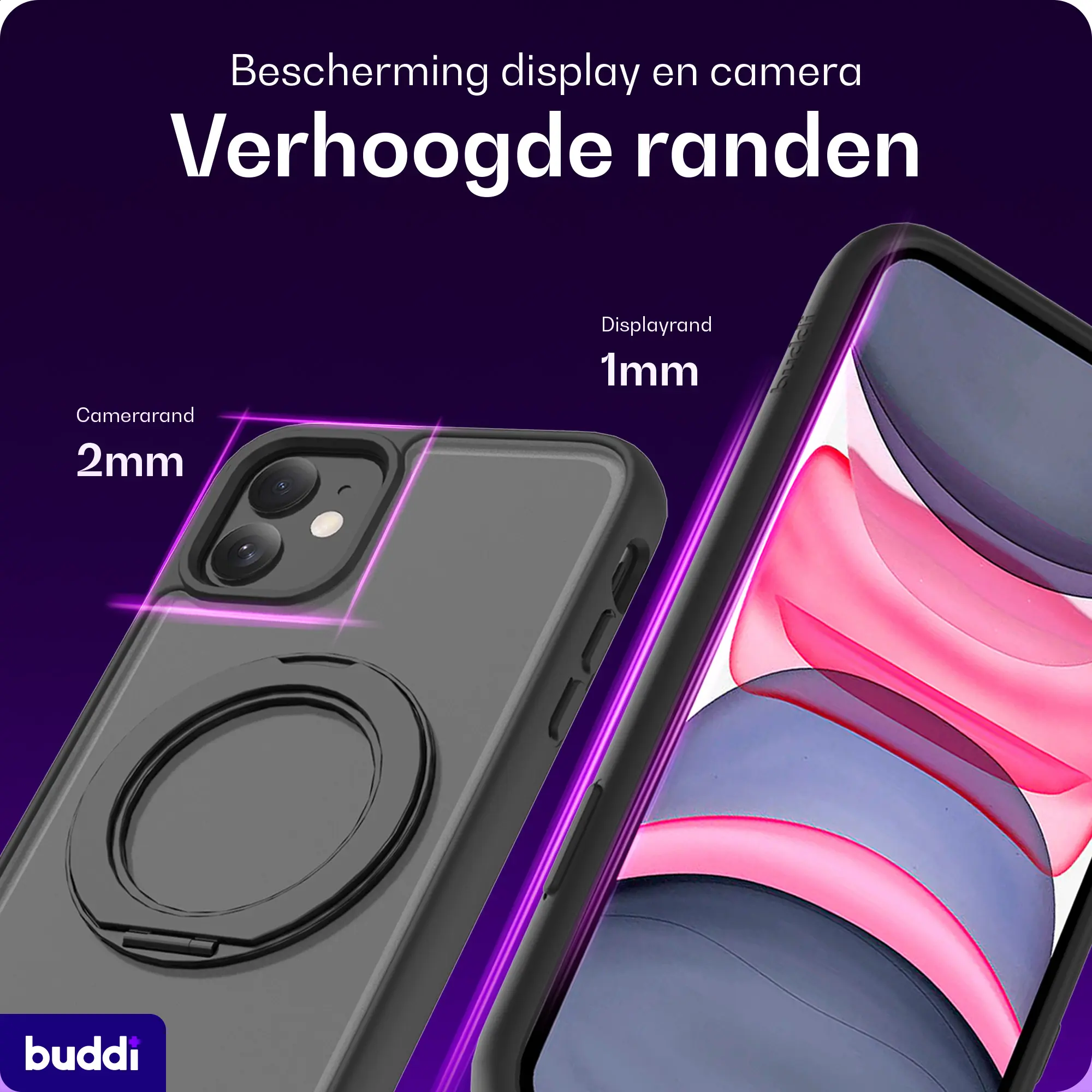 Buddi Frost Apple iPhone 11 Hoesje MagSafe Ring Stand Matte Zwart afbeelding 3