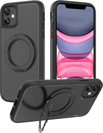 Buddi Frost Apple iPhone 11 Hoesje MagSafe Ring Stand Matte Zwart afbeelding 1