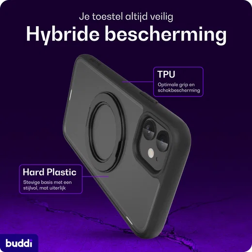 Buddi Frost Apple iPhone 11 Hoesje MagSafe Ring Stand Matte Zwart afbeelding 2