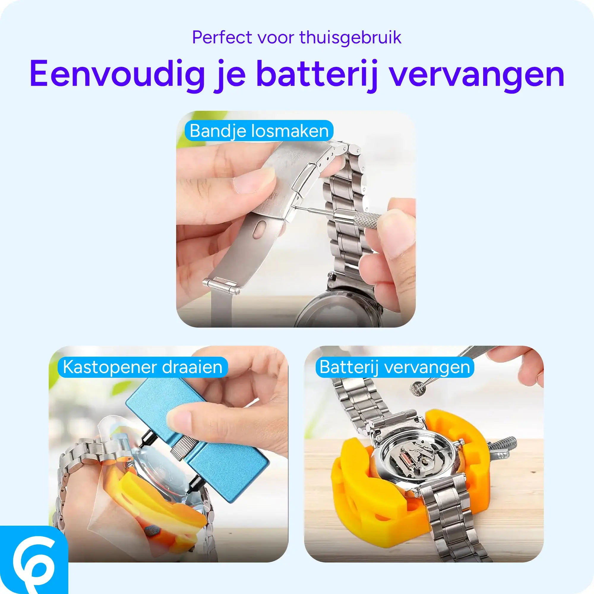 SBG Horloge Gereedschap Box voor Horlogebandjes en Batterij vervangen afbeelding 9