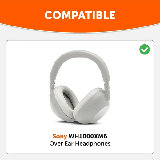 SBG Sony WH-1000XM6 Koptelefoon Vervangende Hoofdkussens Zilver afbeelding 2