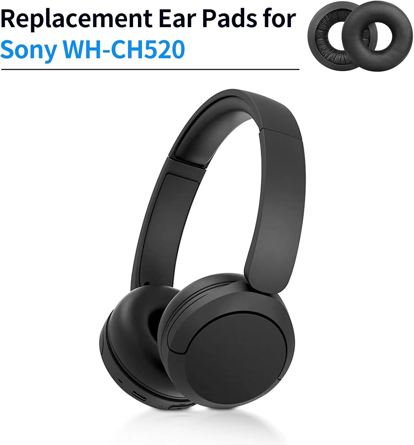 SBG Sony WH-CH520 Koptelefoon Vervangende Hoofdkussens Zwart afbeelding 2
