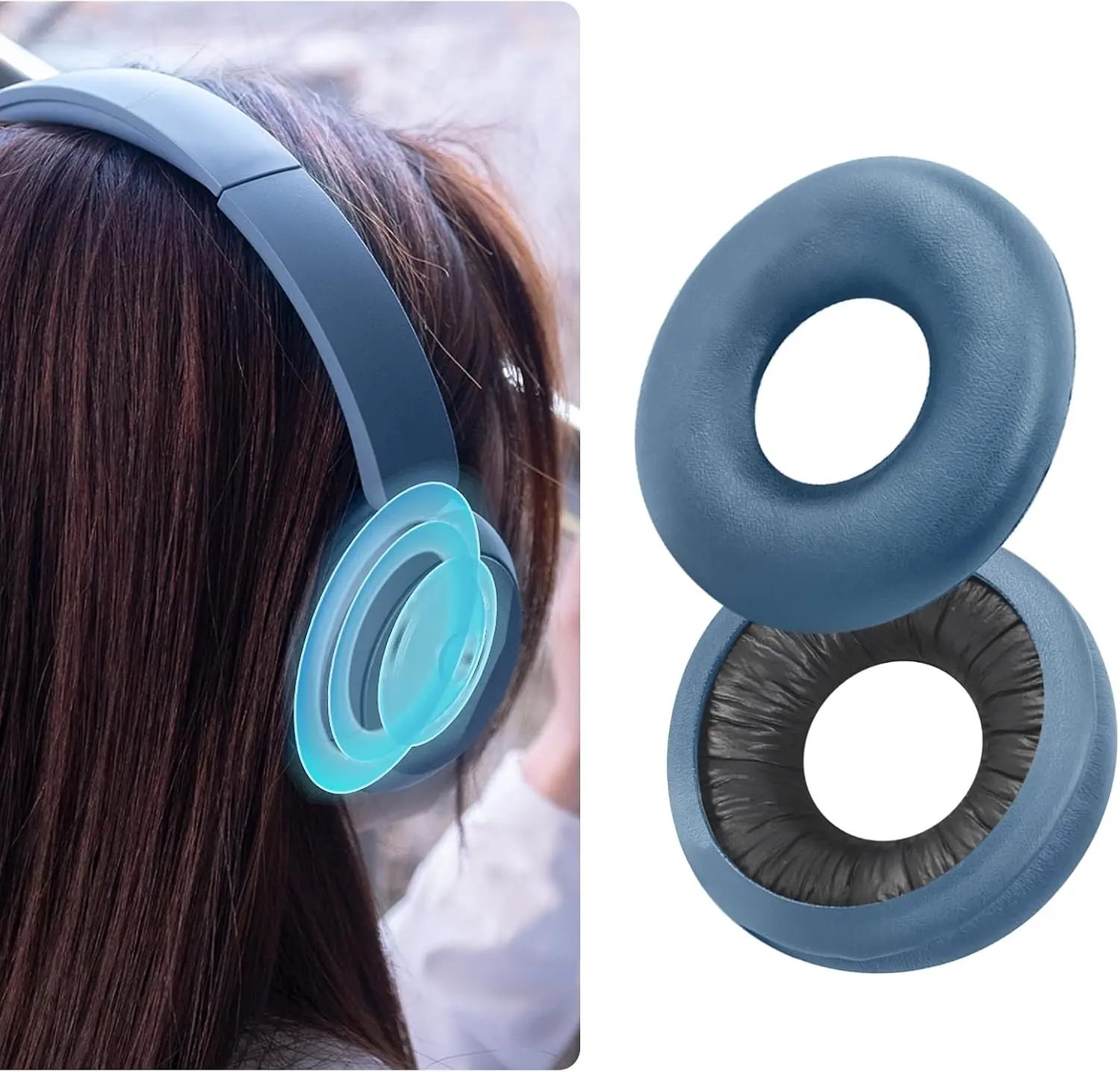 SBG Sony WH-CH520 Koptelefoon Vervangende Hoofdkussens Blauw afbeelding 4